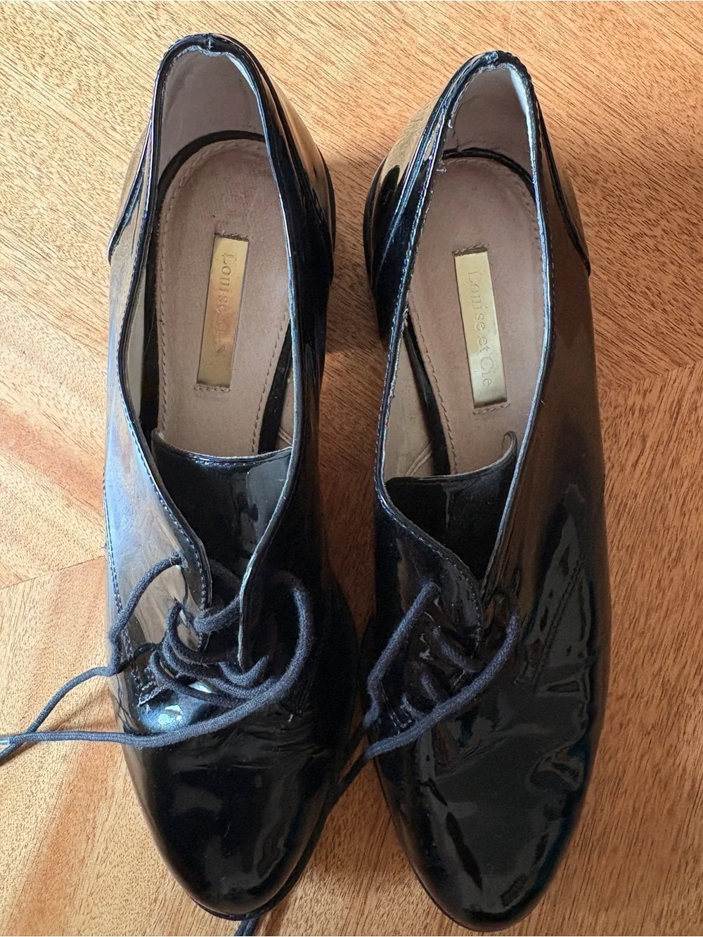 Louise et Cie Black Patent Lace-Up Oxfords